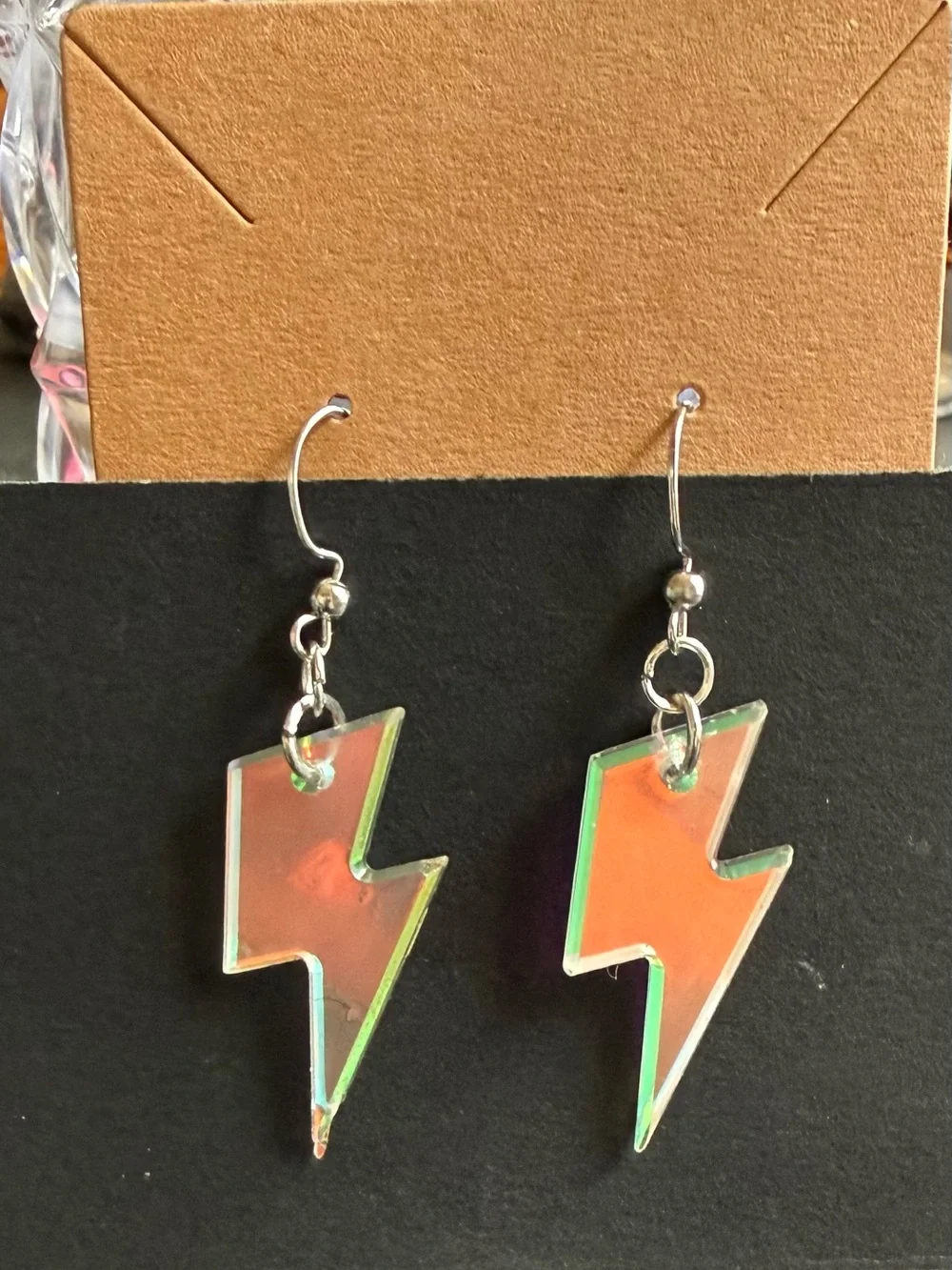 Holographic Lightning Bolt Dangle Earrings